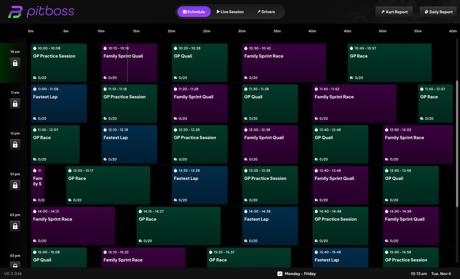 Schedule screen